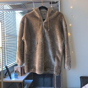 Hoodie Brown/Beige. Half Zip.